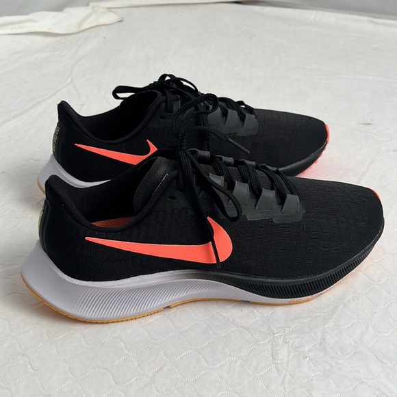 Nike Air Zoom Pegasus 37 black neon orange running sneakers - Picture 2 of 9